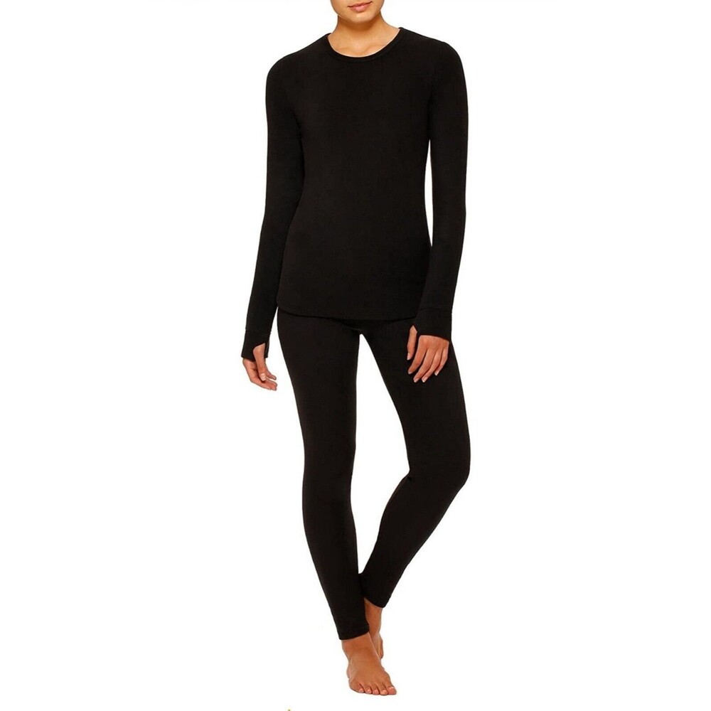 Cuddl Duds ClimateRight Women's Stretch Fleece Thermal Leggings & Top Set Size S